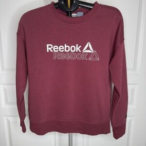 Reebok Sweatshirt Mens XS Red Graphic Logo Crewneck Fleece Pullover Sports Gym
